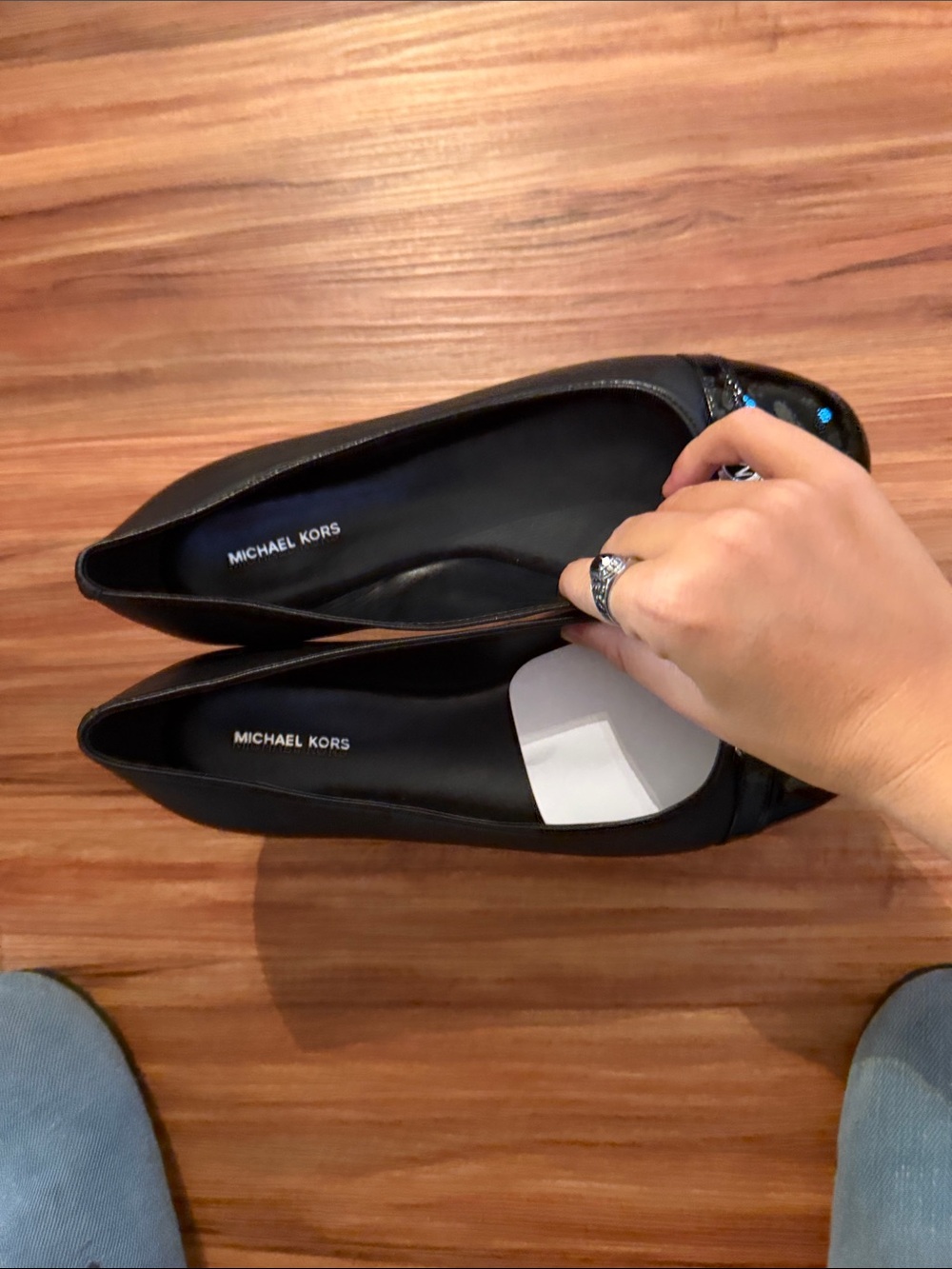 Michael Kors Black Patent Leather Round-Toe Flats